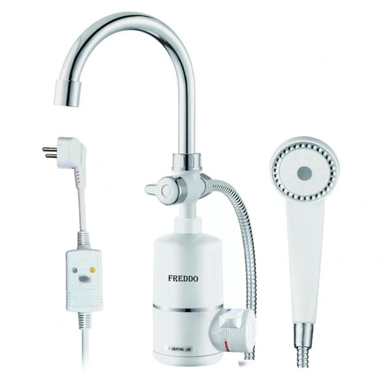 Robinet de baignoire électrique pour le chauffage de l&#39;eau (eau chaude instantanée) Freddo SN-0050, avec pommeau de douche et flexible, 3000 W, 220-240 V, température maximale 60 °C, pression d&#39;eau 0,5 Mpa