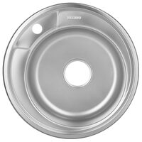 Runde Küchenspüle Freddo SN8000, 49x49, Antikalk, mit Überlauf, Edelstahl
