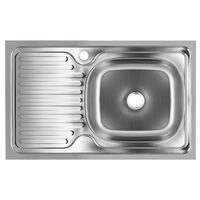 Sanitec SN7002D Küchenspüle, für Arbeitsplatte 76X43,5cm, Becken rechts, Tiefe 16cm, Antikalk, Edelstahl