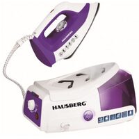 HAUSBERG HB-7920MV Bügelstation, 2200W, 68g/min, 1000ml, Antikalk, Thermostat, Keramiksohle, Lila-Weiß