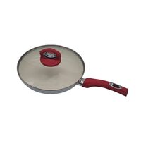 Hausberg HB-H716AB Keramik-Bratpfanne, Durchmesser 24 cm, Weiß-Rot