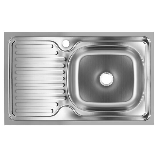 Küchenspüle für Dunstabzugshaube SANITEC EC-416/D, Becken rechts, 80x50 cm, 0,6 mm, Edelstahl