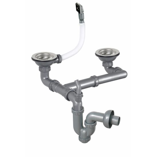 Sanitec Q90 SN-048 Doppelspülbecken-Ablaufsystem, Überlaufanschluss, doppelt