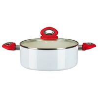 HAUSBERG HB-H712AB Aluminiumtopf mit Keramikbeschichtung, Silikongriffe, 2 l Fassungsvermögen, Größe 20 x 8 cm, Weiß