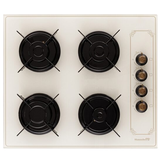 Plaque de cuisson encastrable rustique Hausberg HB-570, 4 feux, gaz, 60 cm, beige