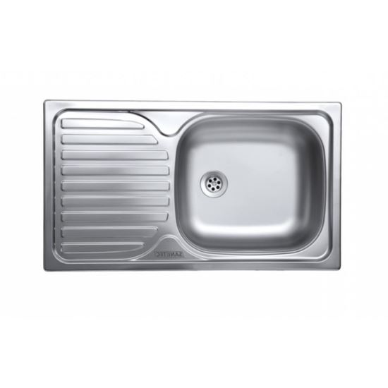 Sanitec ERT-C 408D Spüle, für Aufsatzbecken, Becken rechts, Antikalk, 76x43,5cm, Edelstahl