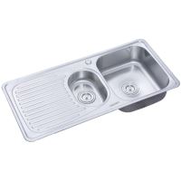 Freddo SN9011D Edelstahlspüle, 2 Becken rechts, Antikalk-Beschichtung, Q90-Abfluss, Größe 100 x 50 cm, Tiefe 18 cm