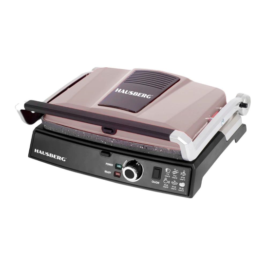 Hausberg HB633GO Elektrogrill, 2000-2200 W, Antihaftplatten, Grillfläche 30x24,5 cm, Thermostat, Roségold