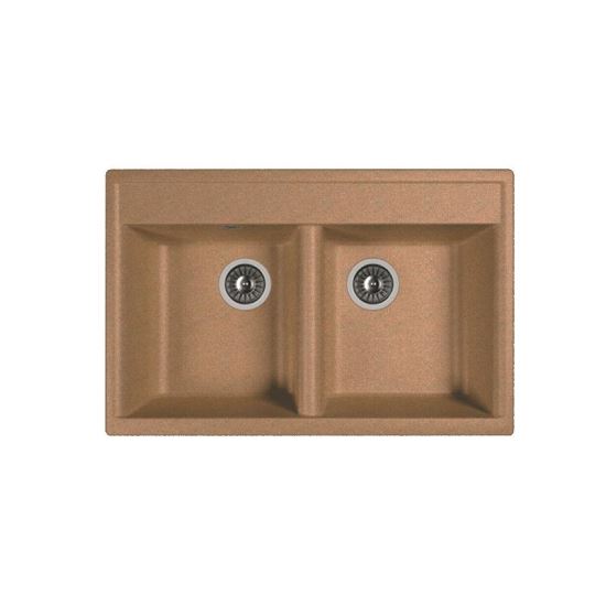  DR-Küchenspüle. GANS Astra 780TR, Granitverbundstoff, 2 Becken, 780x510mm, Beckentiefe 200mm, TERRACOTA